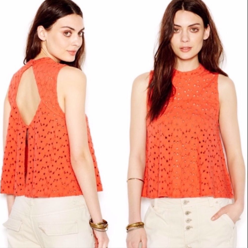 Free People Cupcake Mali Eyelet Swing Crop Top Size SP